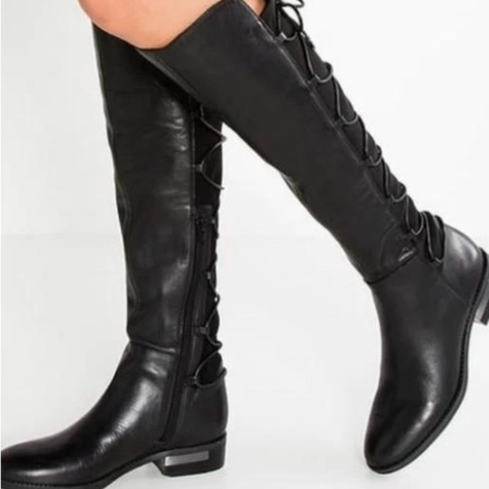 Vince Camuto Black Lace-Up Over the Knee Boots 7.5
